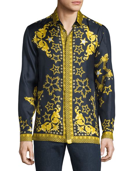 versace style shirt blue|farfetch Versace shirts.